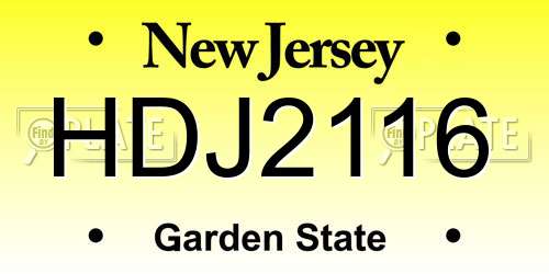 HDJ2116 New Jersey License Plate