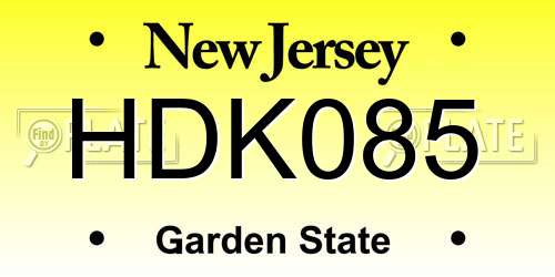 HDK085 New Jersey License Plate