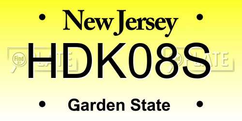 HDK08S New Jersey License Plate