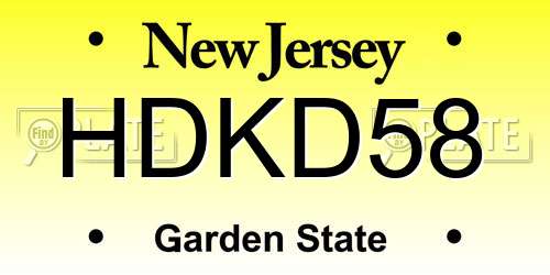 HDKD58 New Jersey License Plate