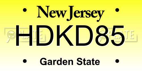HDKD85 New Jersey License Plate