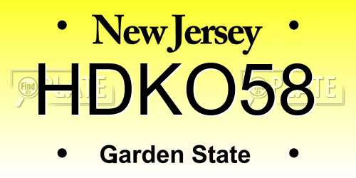 HDKO58 New Jersey License Plate