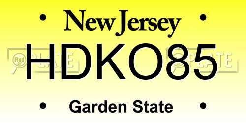 HDKO85 New Jersey License Plate