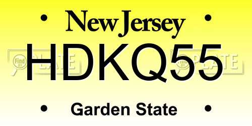 HDKQ55 New Jersey License Plate