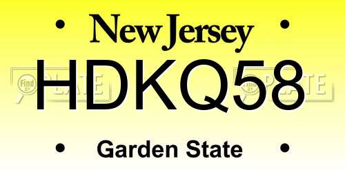 HDKQ58 New Jersey License Plate
