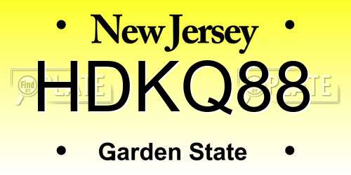 HDKQ88 New Jersey License Plate