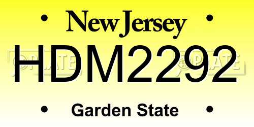 HDM2292 New Jersey License Plate
