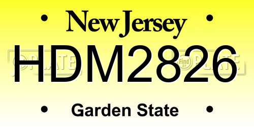 HDM2826 New Jersey License Plate