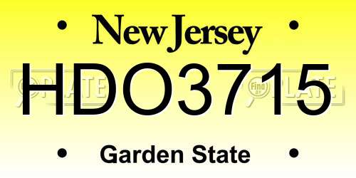 HDO3715 New Jersey License Plate