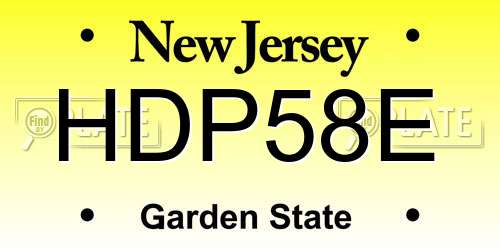 HDP58E New Jersey License Plate