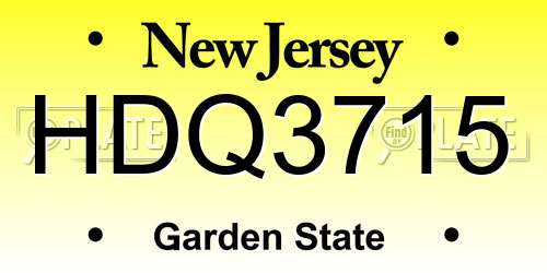 HDQ3715 New Jersey License Plate