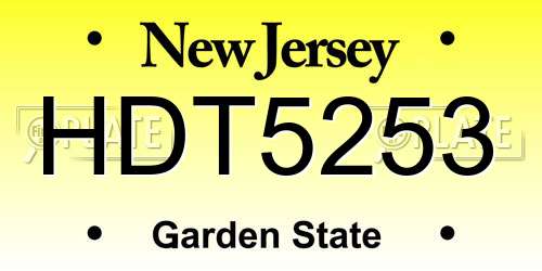 HDT5253 New Jersey License Plate