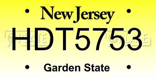 HDT5753 New Jersey License Plate