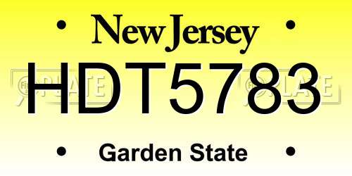 HDT5783 New Jersey License Plate