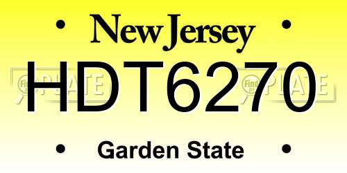 HDT6270 New Jersey License Plate