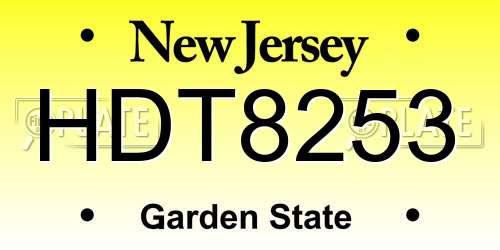 HDT8253 New Jersey License Plate