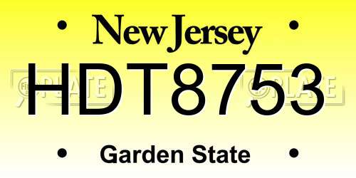 HDT8753 New Jersey License Plate