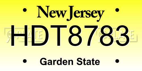 HDT8783 New Jersey License Plate