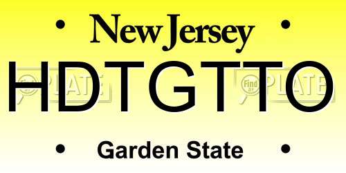 HDTGTTO New Jersey License Plate