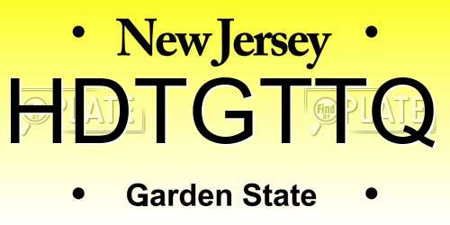 HDTGTTQ New Jersey License Plate