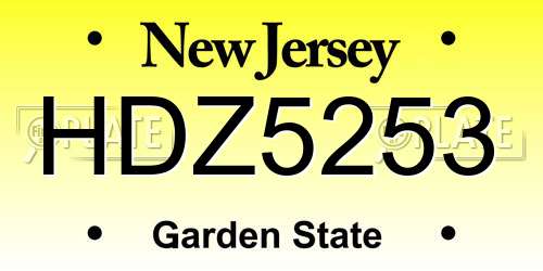 HDZ5253 New Jersey License Plate