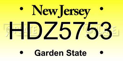 HDZ5753 New Jersey License Plate