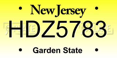 HDZ5783 New Jersey License Plate