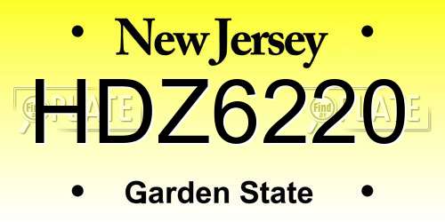 HDZ6220 New Jersey License Plate