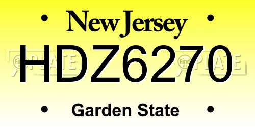 HDZ6270 New Jersey License Plate