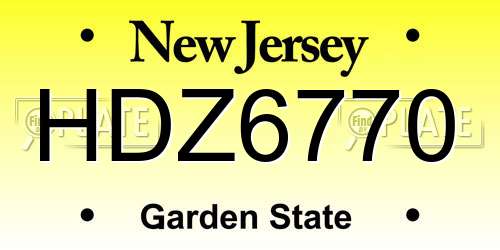 HDZ6770 New Jersey License Plate