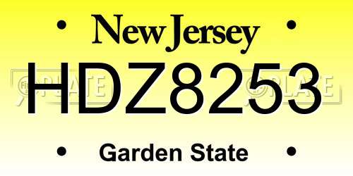 HDZ8253 New Jersey License Plate
