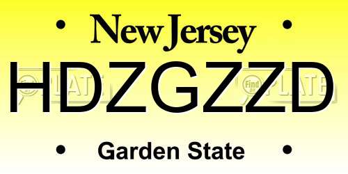 HDZGZZD New Jersey License Plate