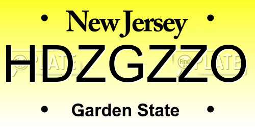 HDZGZZO New Jersey License Plate