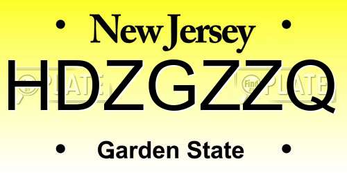 HDZGZZQ New Jersey License Plate