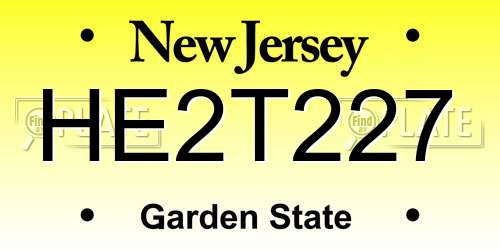HE2T227 New Jersey License Plate