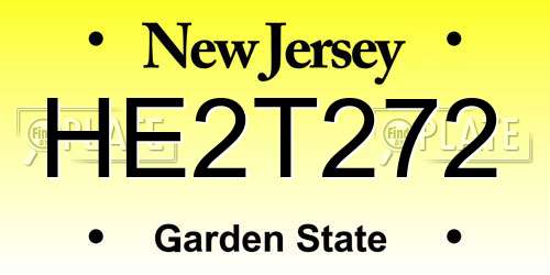 HE2T272 New Jersey License Plate