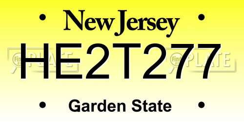 HE2T277 New Jersey License Plate