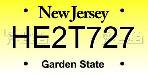 HE2T727 New Jersey License Plate