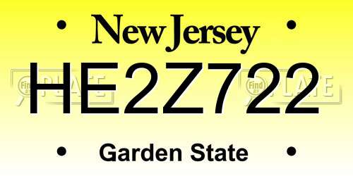 HE2Z722 New Jersey License Plate