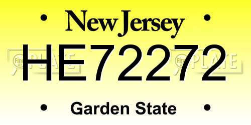 HE72272 New Jersey License Plate