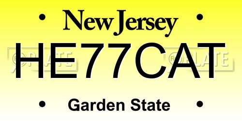 HE77CAT New Jersey License Plate