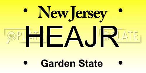 HEAJR New Jersey License Plate