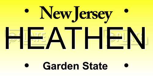 HEATHEN New Jersey License Plate