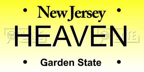 HEAVEN New Jersey License Plate