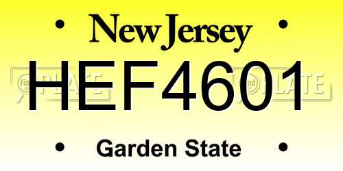 HEF4601 New Jersey License Plate