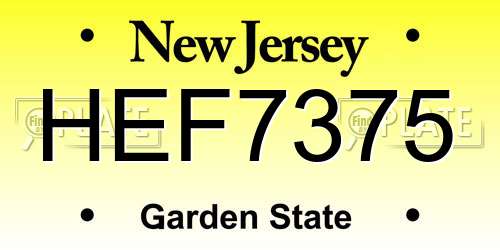 HEF7375 New Jersey License Plate