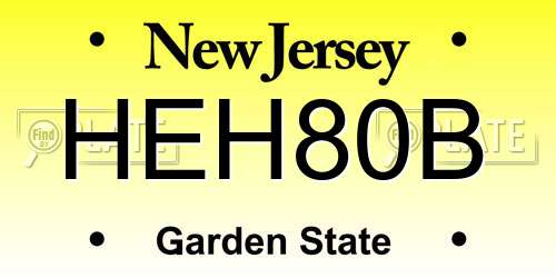 HEH80B New Jersey License Plate