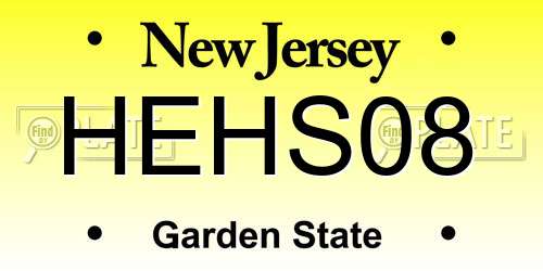 HEHS08 New Jersey License Plate