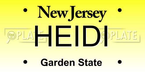 HEIDI New Jersey License Plate