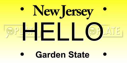 HELLO New Jersey License Plate
